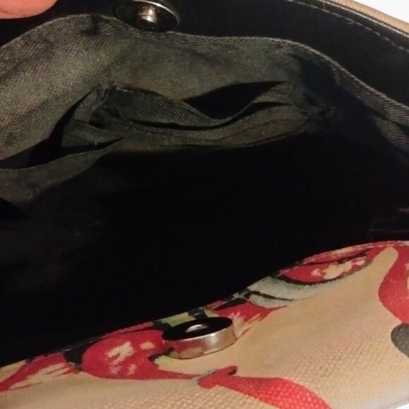 Flamingo Print Canvas Purse Bag Tote Beaded Sequins Tropical - Picture 8 of 12